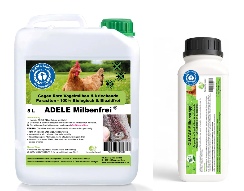 zum düngen verwendeter vogelmist Milben-Set: Adele 5L & Gustav 1,2L