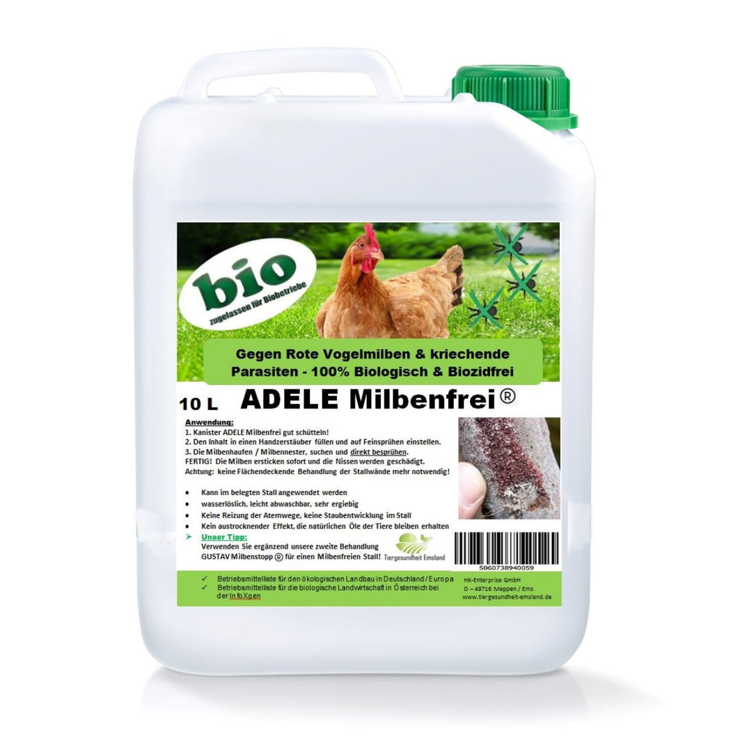 Adele Milbenfrei 10 Liter – gebrauchsfertig / für Hobby Tierhaltung