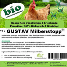 Cargar imagen en el visor de la galería, Gustav Milbenstopp 10 Liter – gebrauchsfertig / für Gewerbliche Tierhaltung
